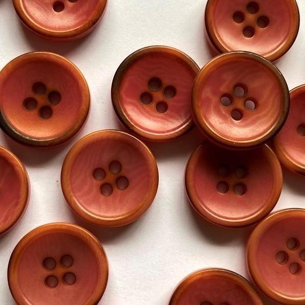 TextileGarden 18mm - Pink Corozo with Burnt Edge Button -  - Buttons